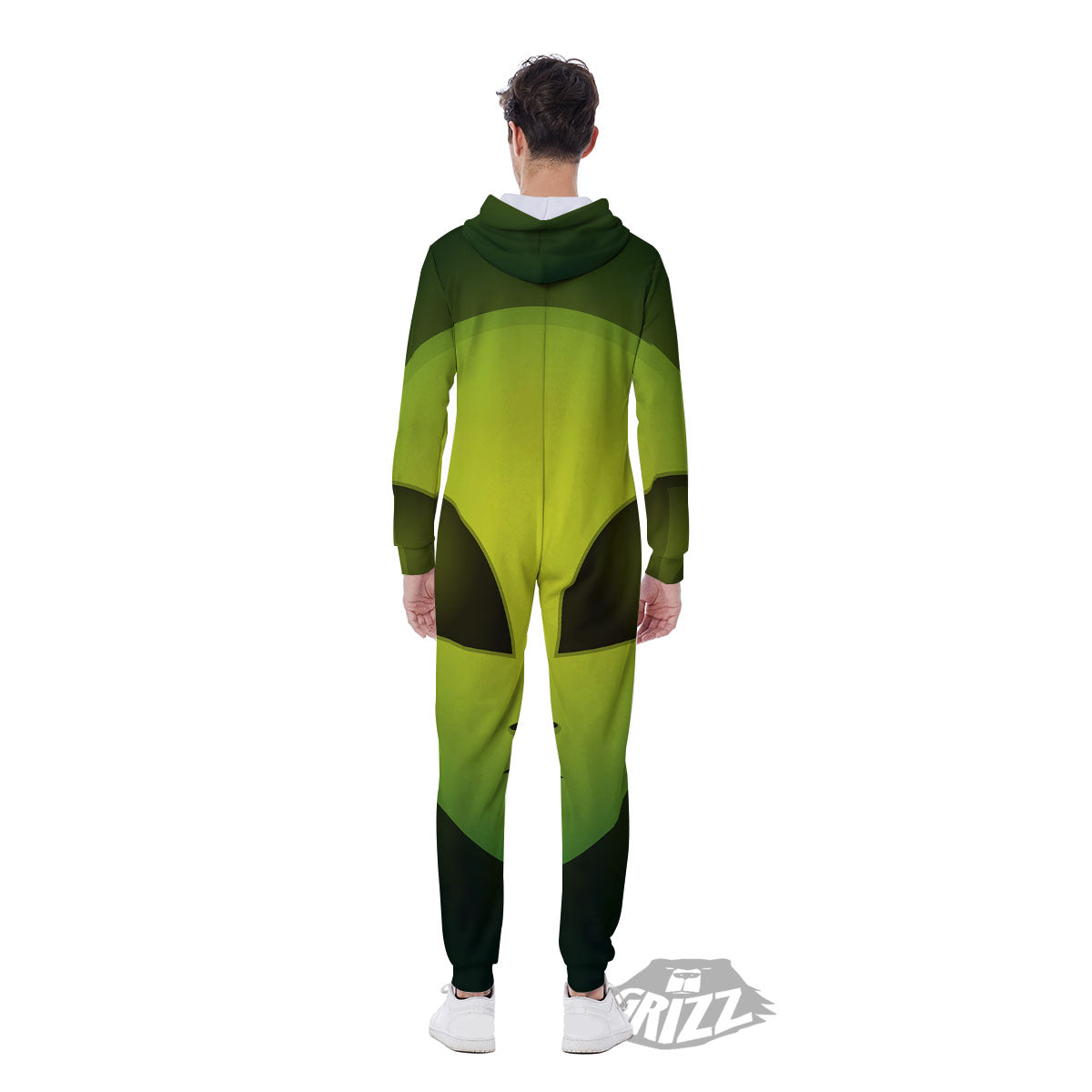 Alien Face Green Print Men's Jumpsuit-grizzshop