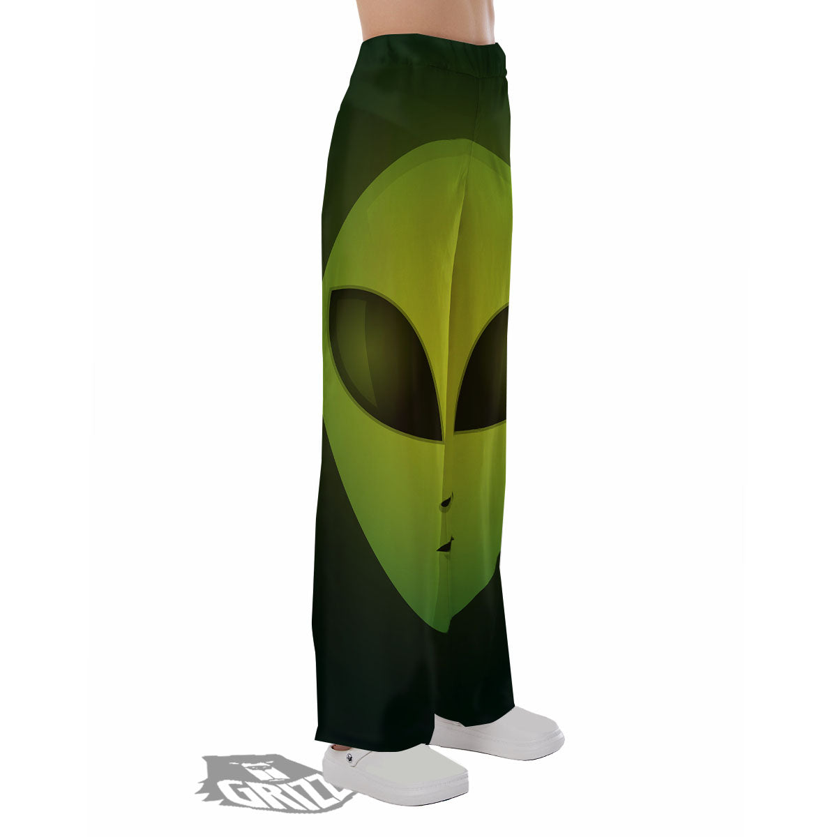 Alien Face Green Print Pajama Pants-grizzshop