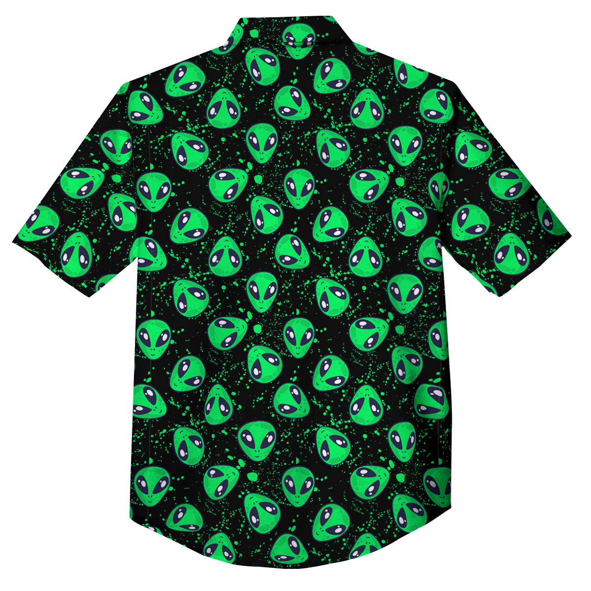 Alien Face Green Print Pattern Button Up Shirt-grizzshop