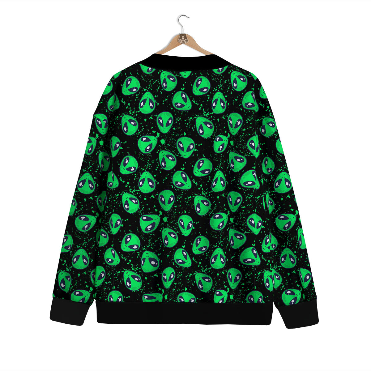 Alien Face Green Print Pattern Cardigan-grizzshop