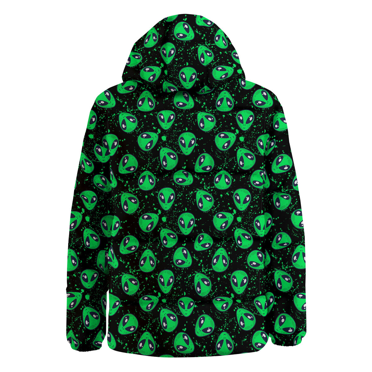 Alien Face Green Print Pattern Down Jacket-grizzshop
