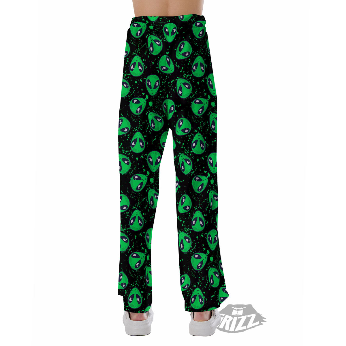 Alien Face Green Print Pattern Pajama Pants-grizzshop