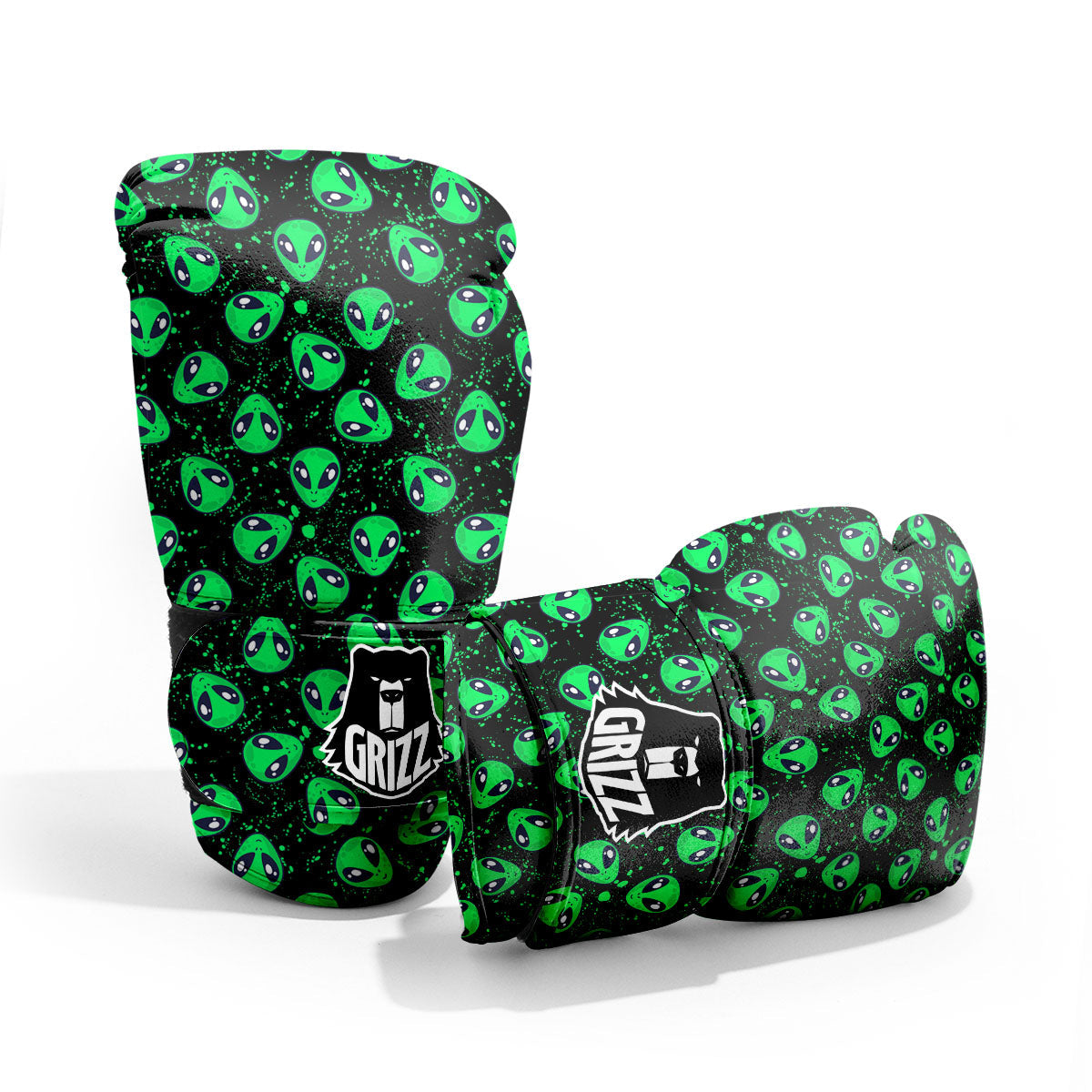 Alien Face Green Print Pattern Sparring Gloves-grizzshop