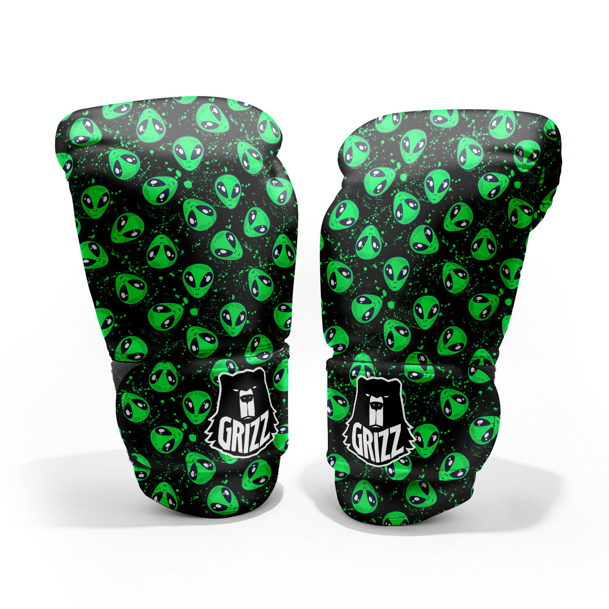 Alien Face Green Print Pattern Sparring Gloves-grizzshop