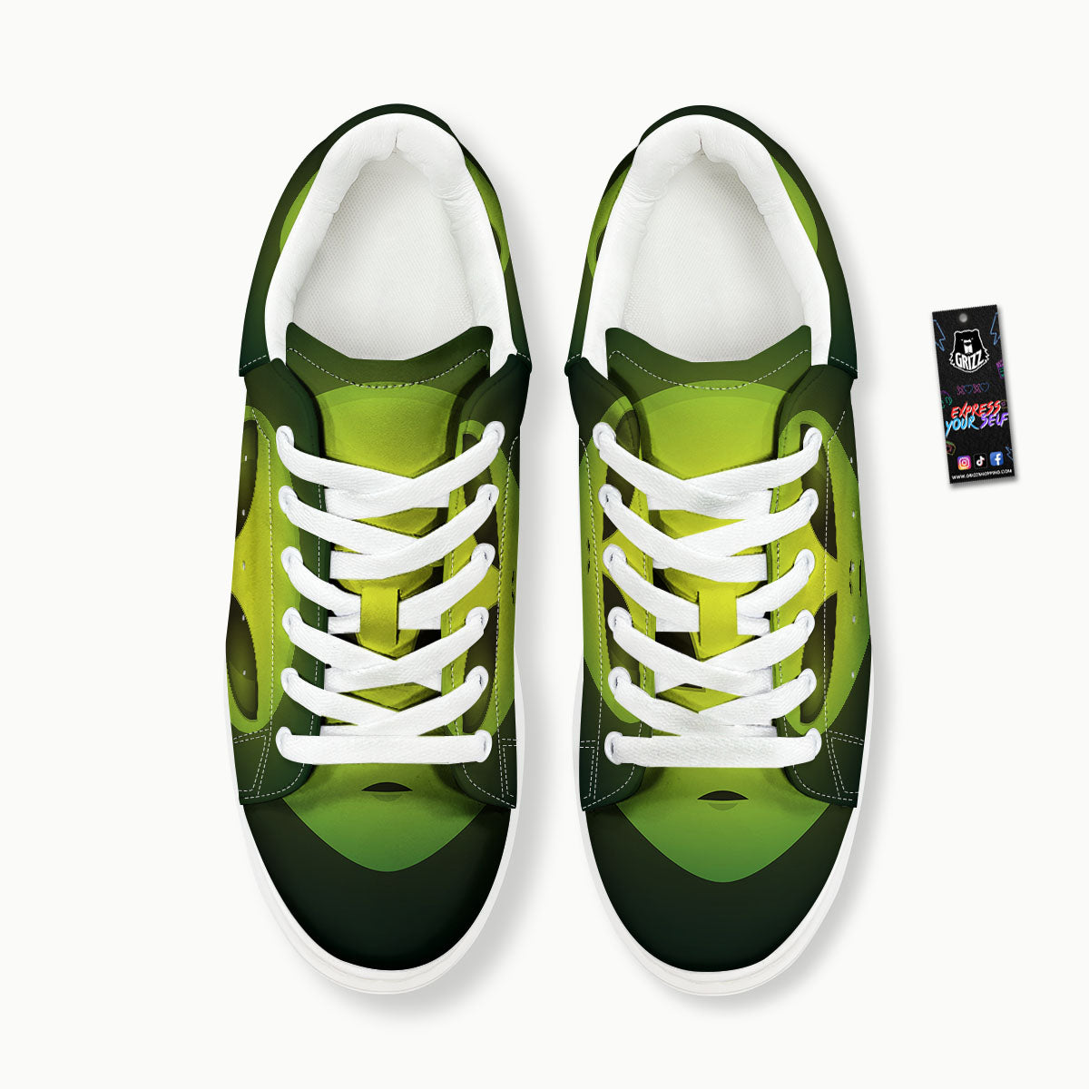 Alien Face Green Print Platform Shoes-grizzshop