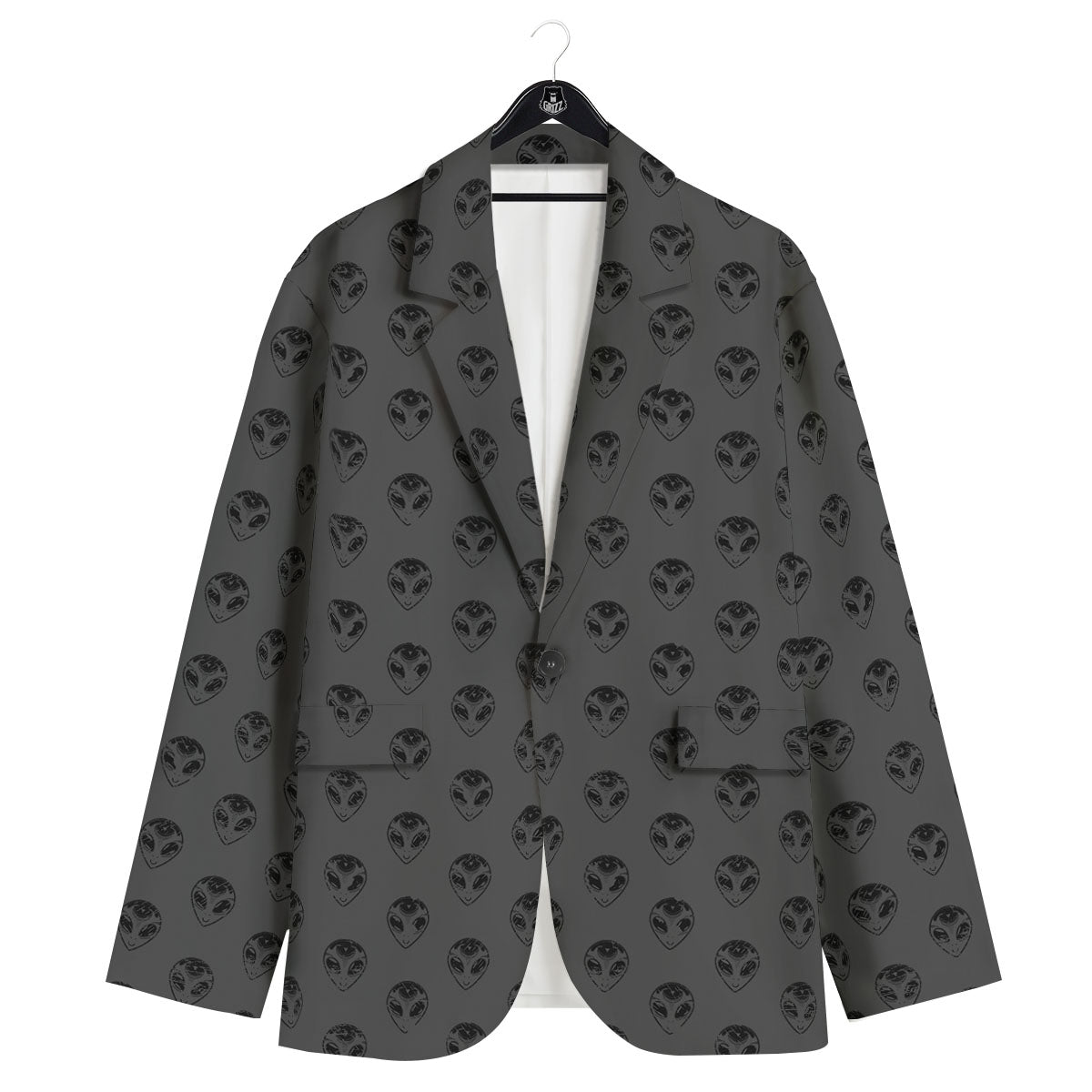 Alien Face Grey Print Pattern Men's Sport Coat-grizzshop