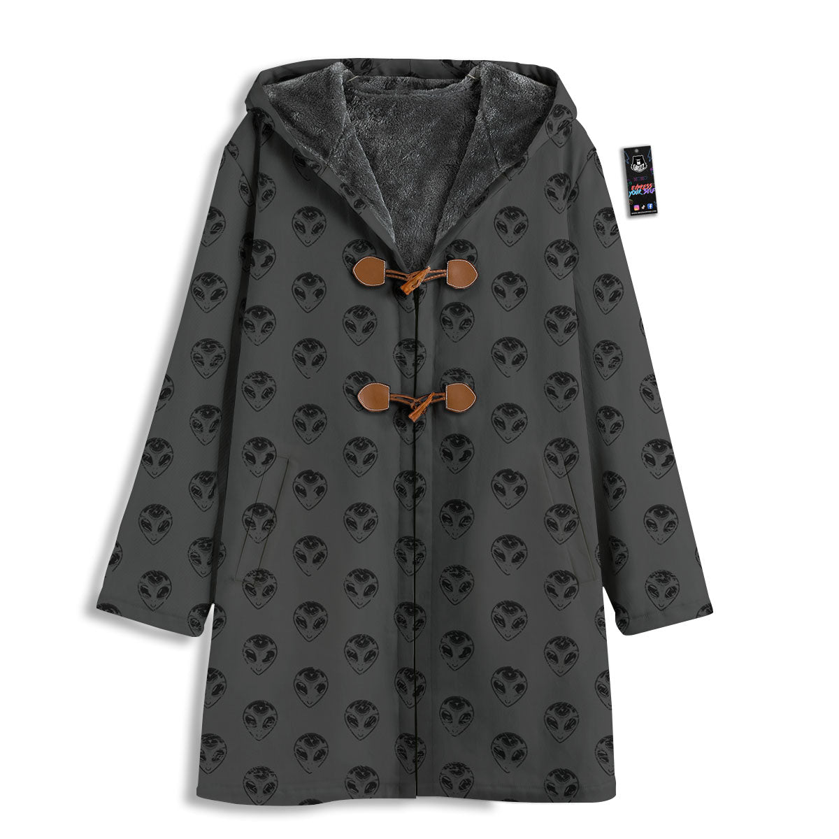 Alien Face Grey Print Pattern Men's Windbreaker Jacket-grizzshop
