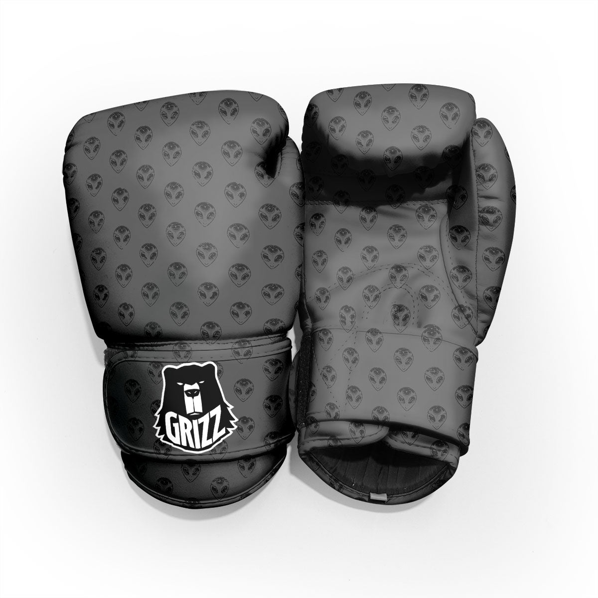 Alien Face Grey Print Pattern Sparring Gloves-grizzshop