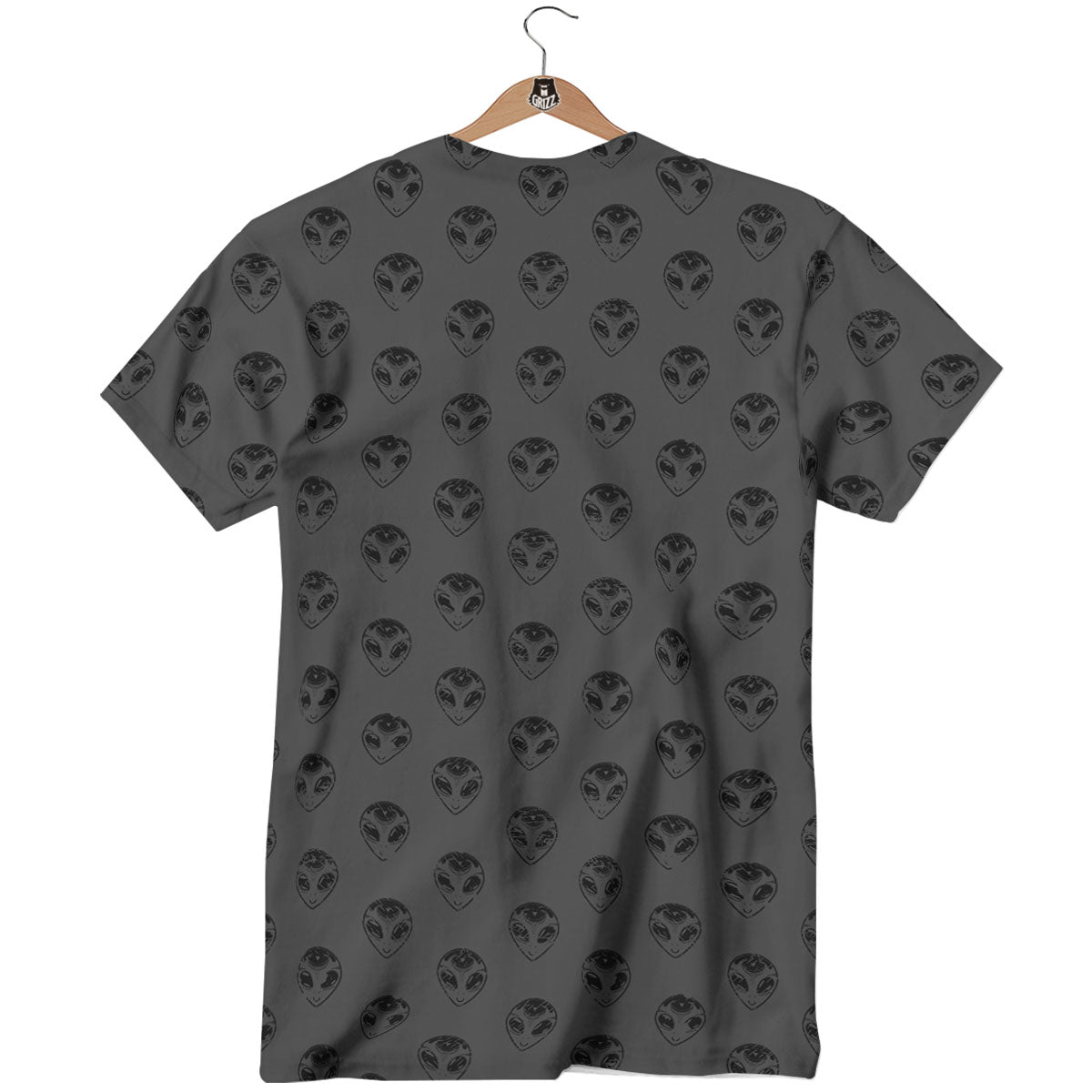 Alien Face Grey Print Pattern T-Shirt-grizzshop