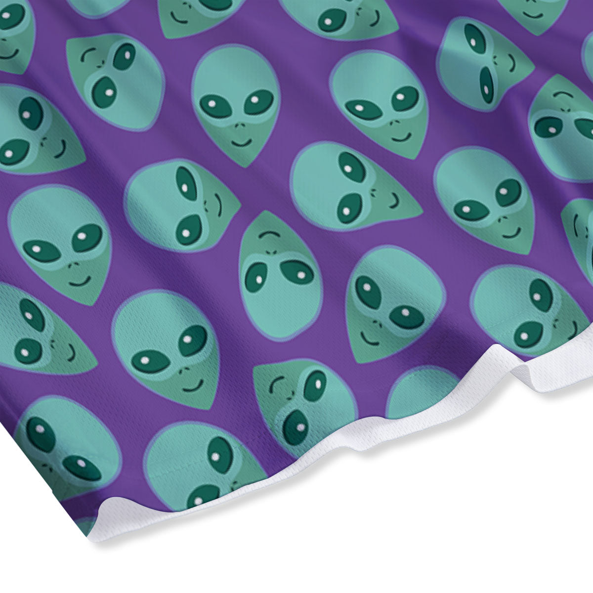 Alien Face Purple Print Pattern Mesh Shorts