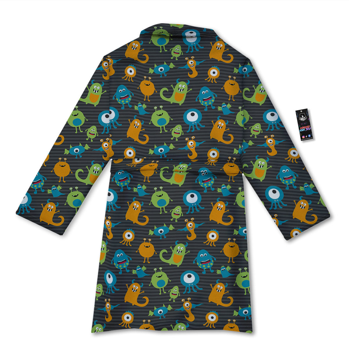 Alien Grey Striped Print Pattern Bathrobe-grizzshop