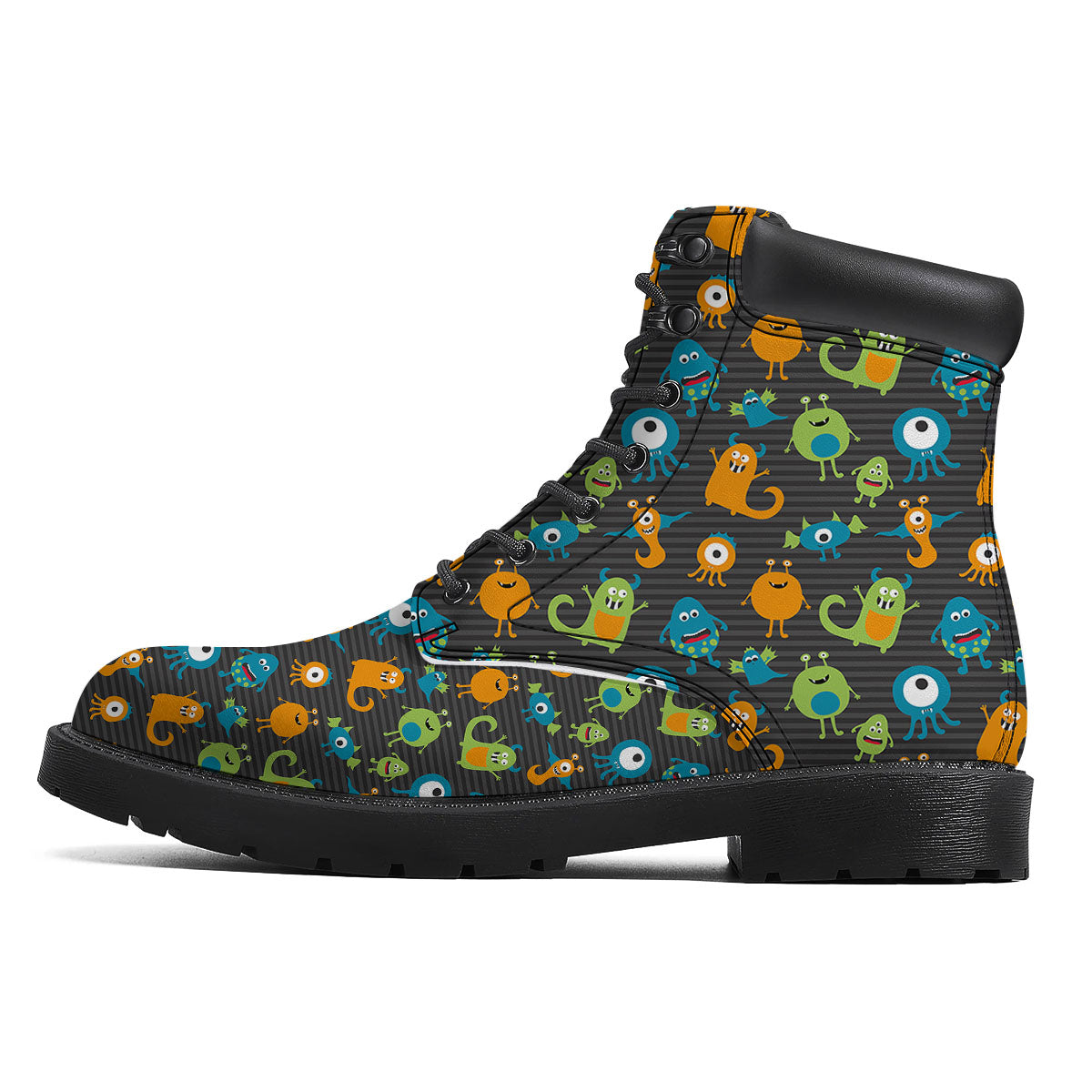 Alien Grey Striped Print Pattern Boots-grizzshop