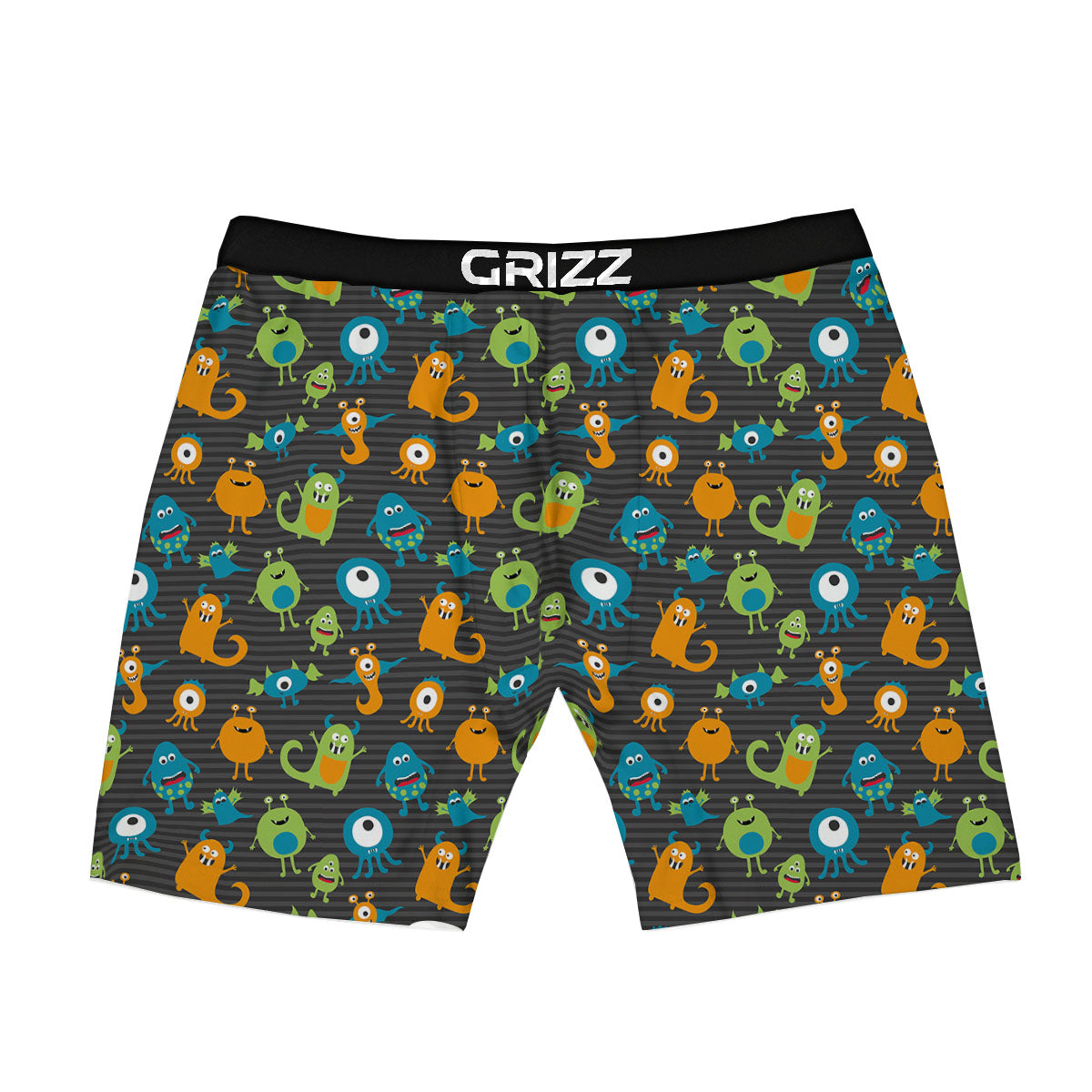 Alien Grey Striped Print Pattern Boxer Briefs-grizzshop