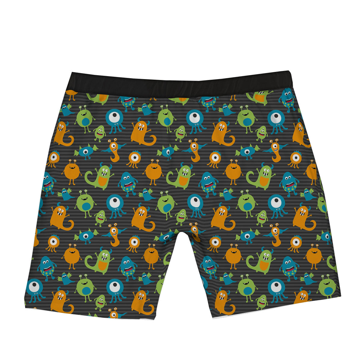 Alien Grey Striped Print Pattern Boxer Briefs-grizzshop