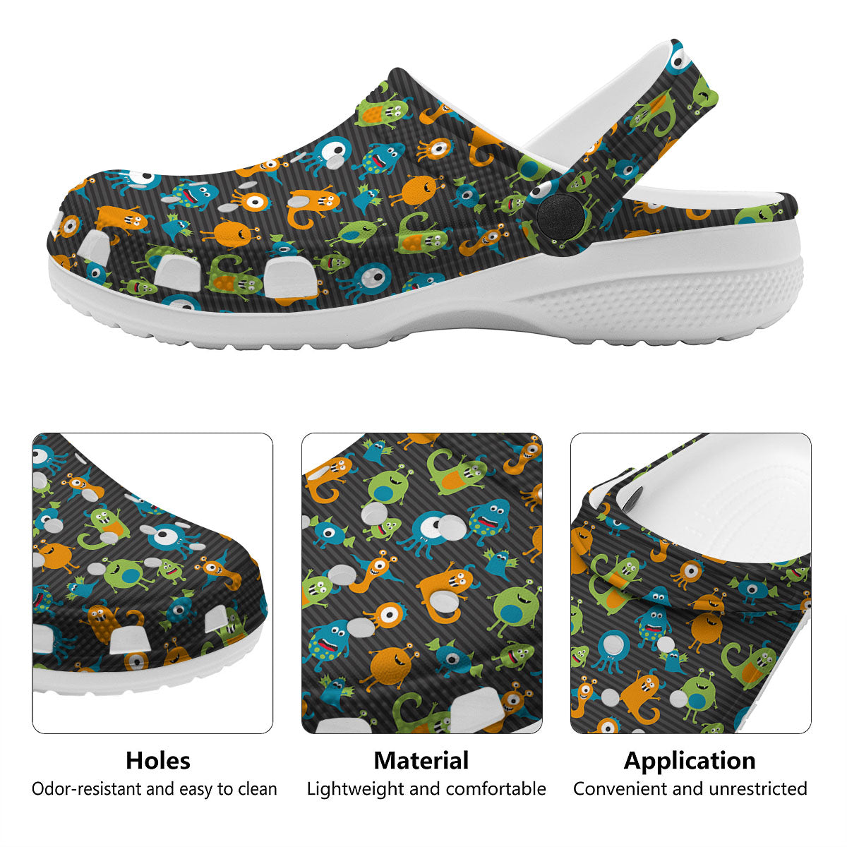 Alien Grey Striped Print Pattern Clog-grizzshop