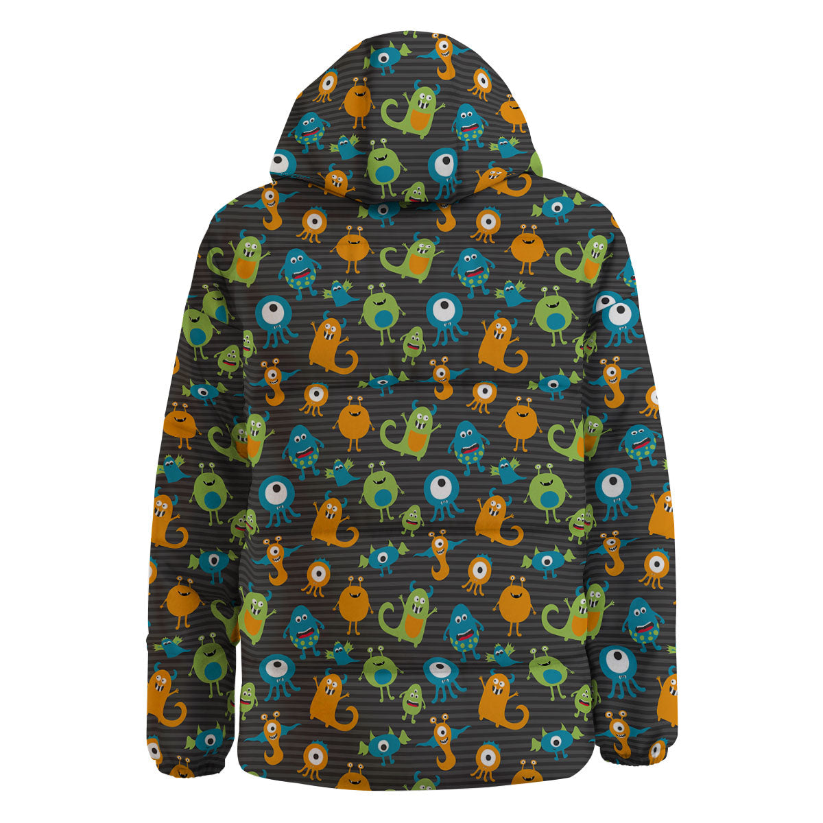 Alien Grey Striped Print Pattern Down Jacket-grizzshop