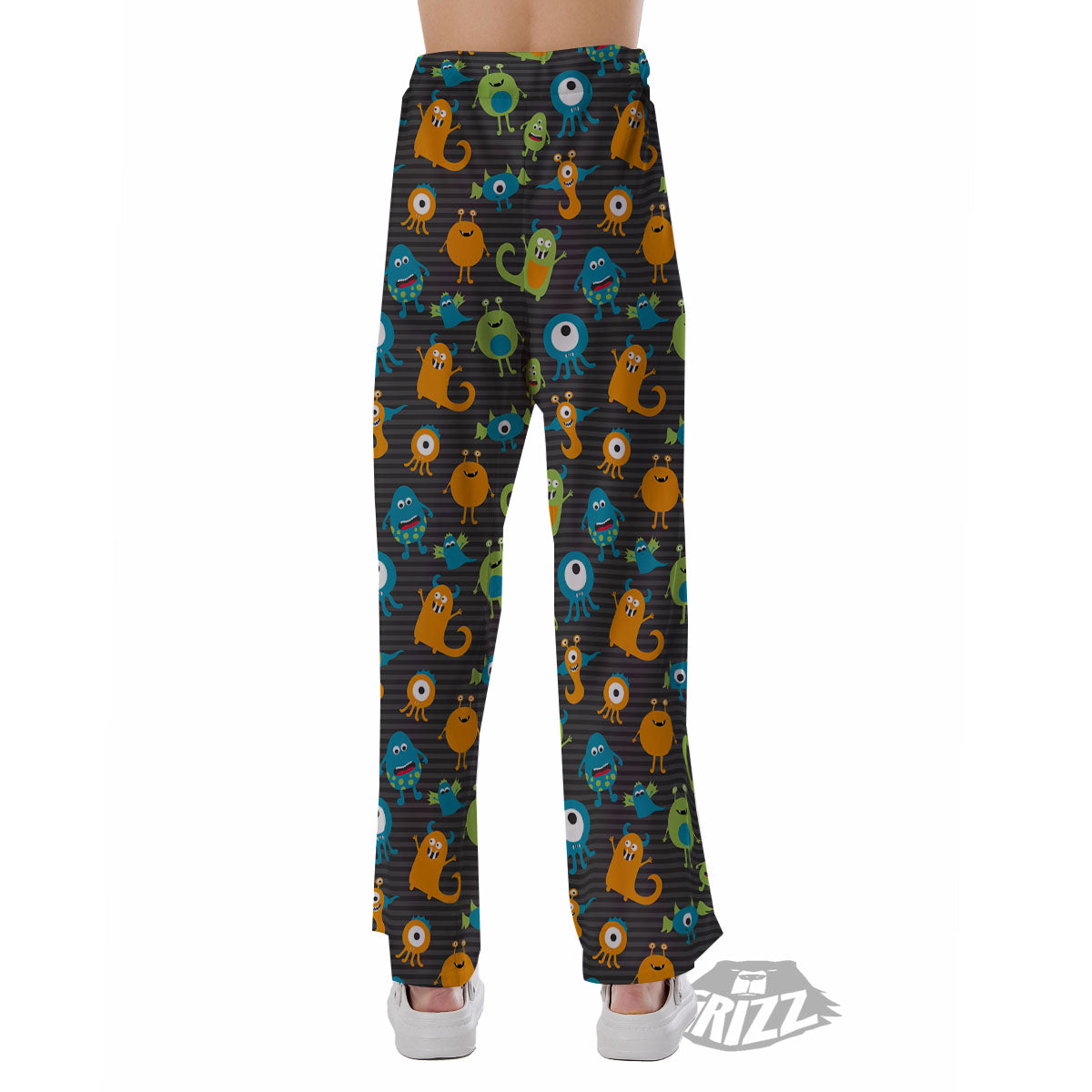 Alien Grey Striped Print Pattern Pajama Pants-grizzshop