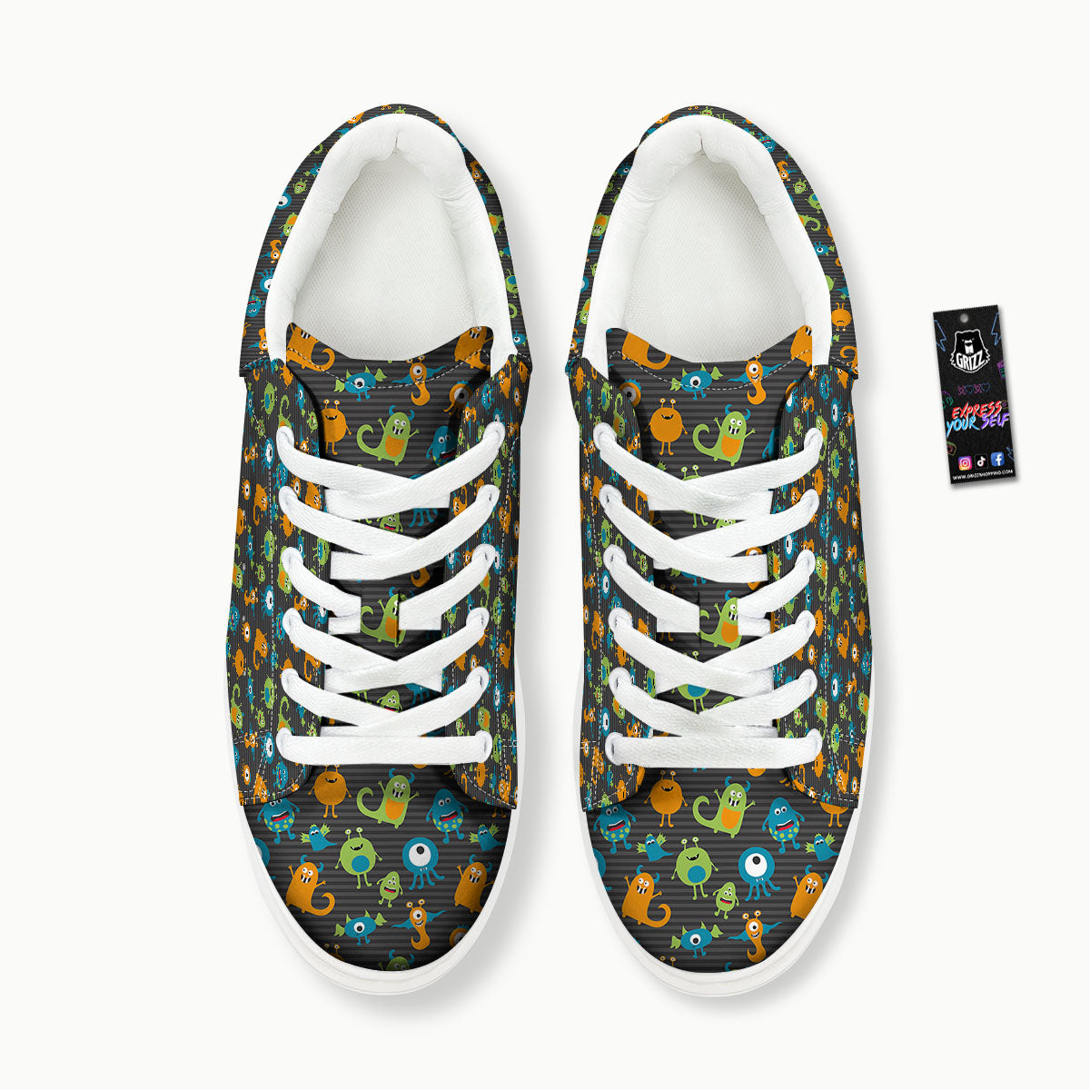 Alien Grey Striped Print Pattern Platform Shoes-grizzshop