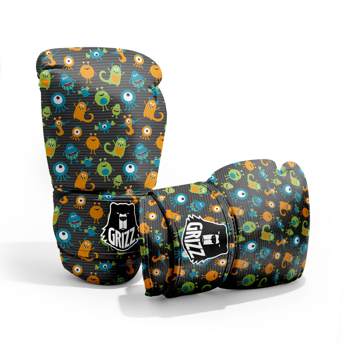 Alien Grey Striped Print Pattern Pro Boxing Glove