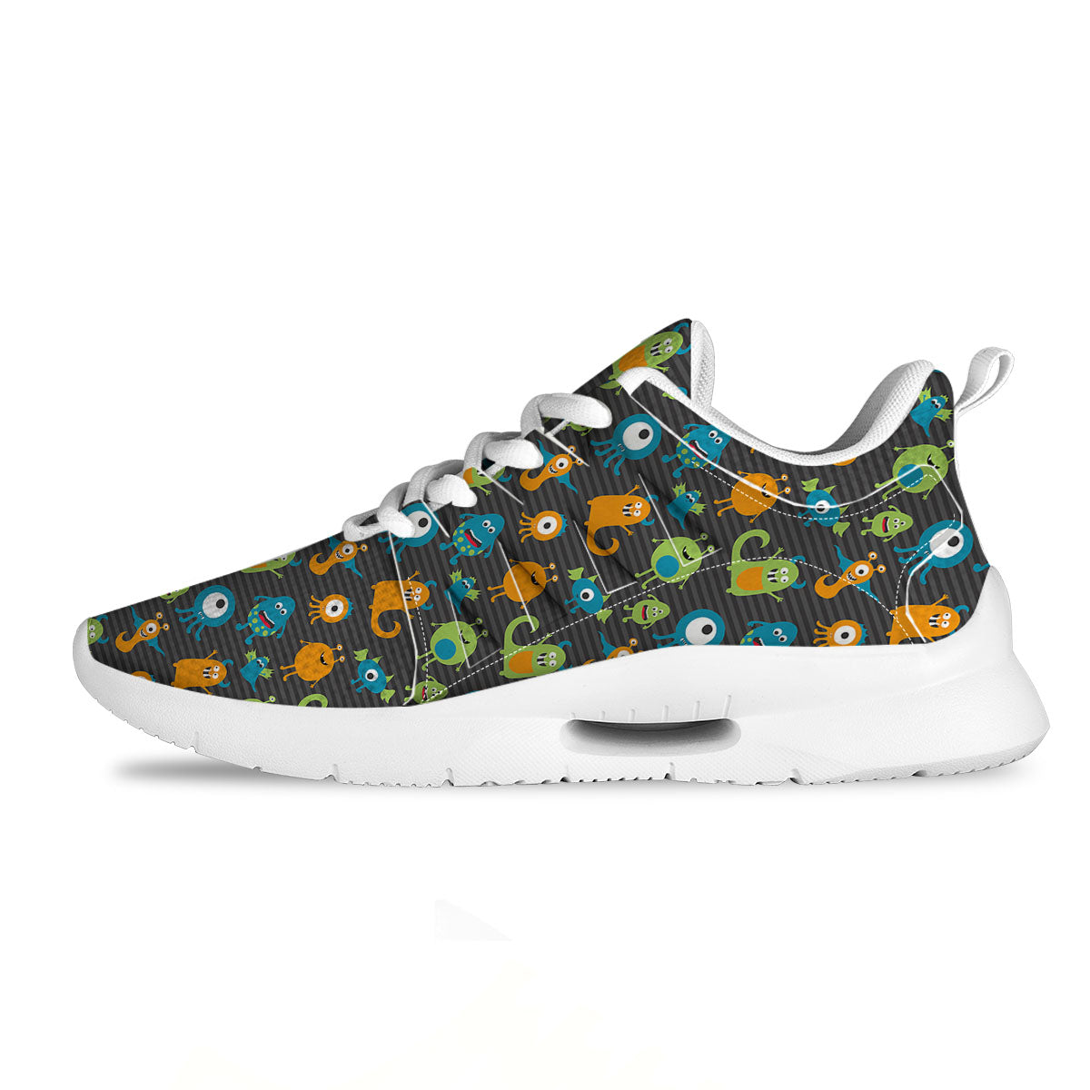 Alien Grey Striped Print Pattern Tennis Shoes-grizzshop