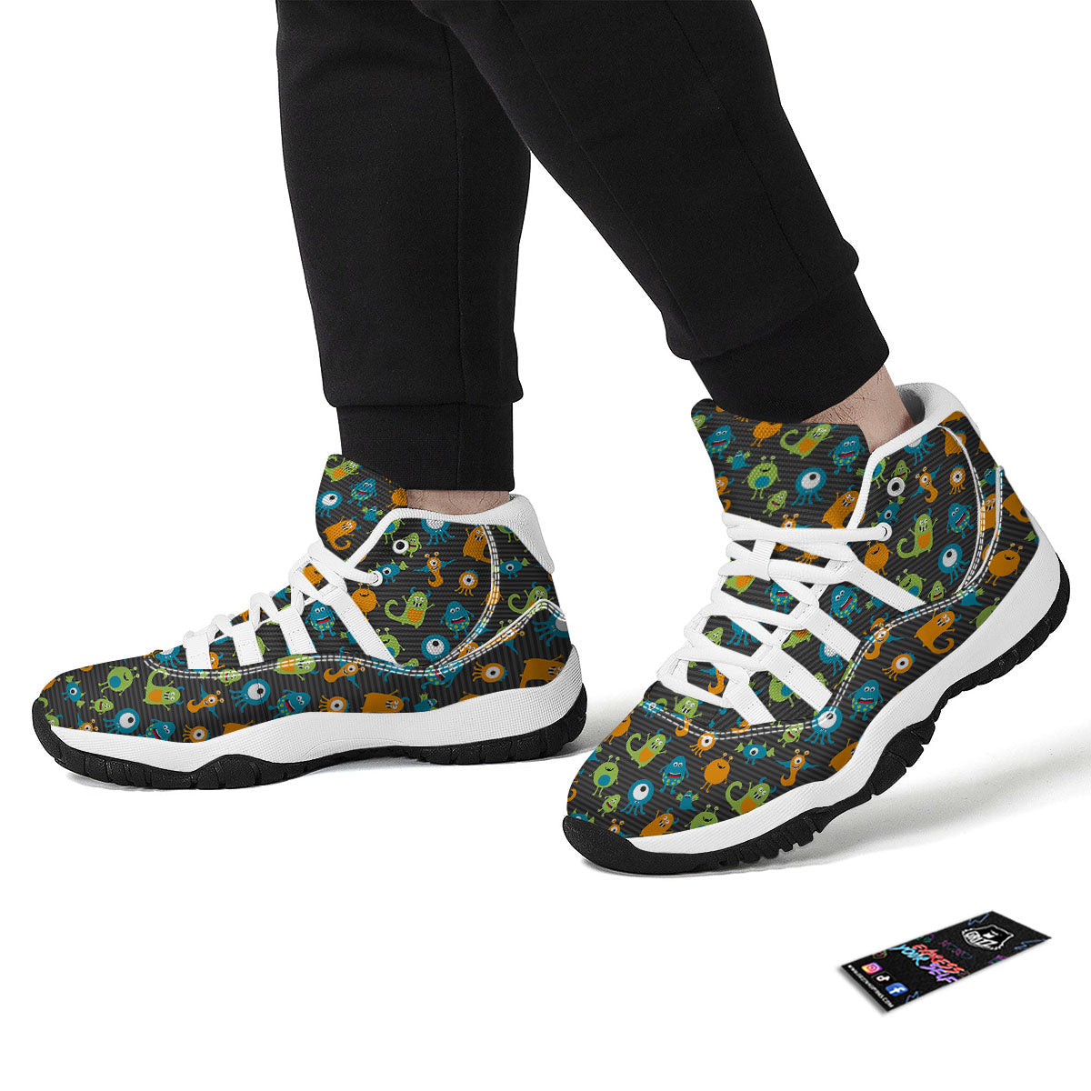 Alien Grey Striped Print Pattern White Bball Shoes-grizzshop