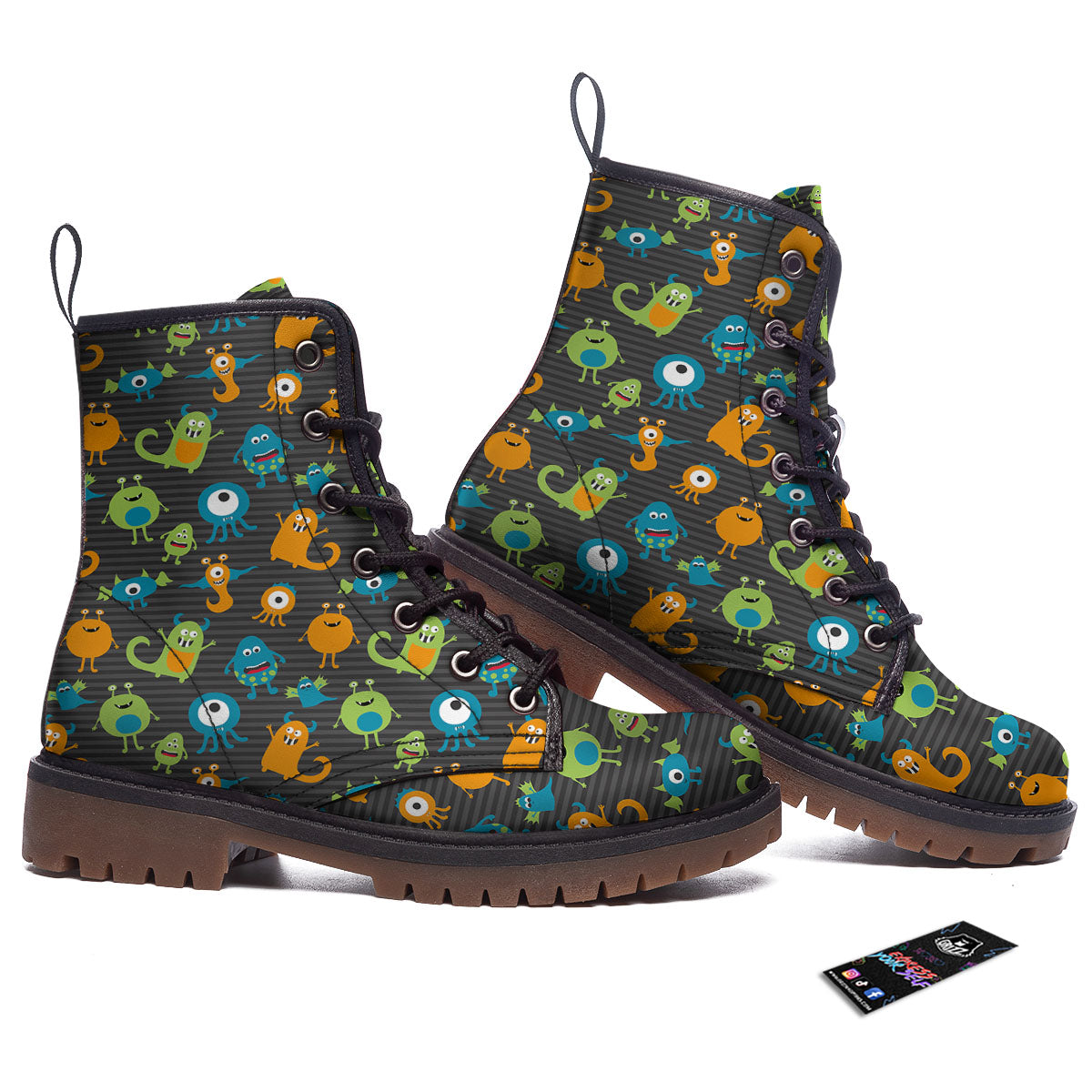 Alien Grey Striped Print Pattern Work Boots-grizzshop