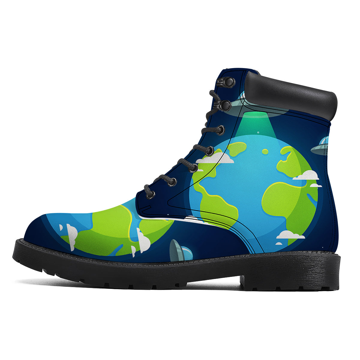 Alien Invasion And Earth Print Boots-grizzshop