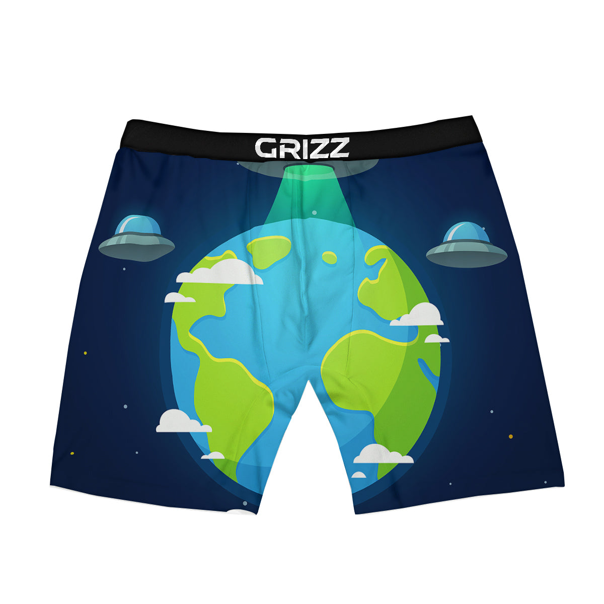 Alien Invasion And Earth Print Boxer Briefs-grizzshop