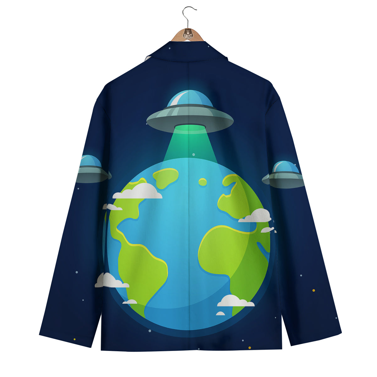 Alien Invasion And Earth Print Men's Blazer-grizzshop