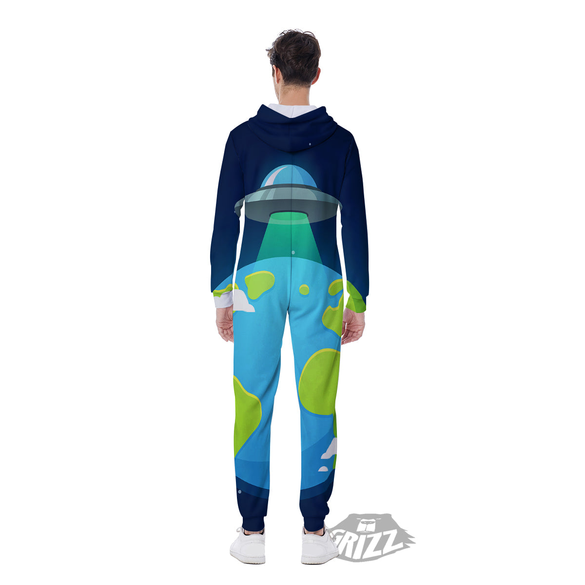 Alien Invasion And Earth Print Men's Jumpsuit-grizzshop