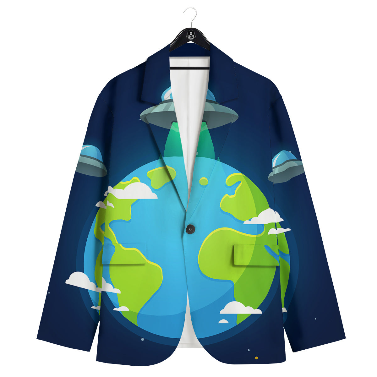Alien Invasion And Earth Print Men's Sport Coat-grizzshop