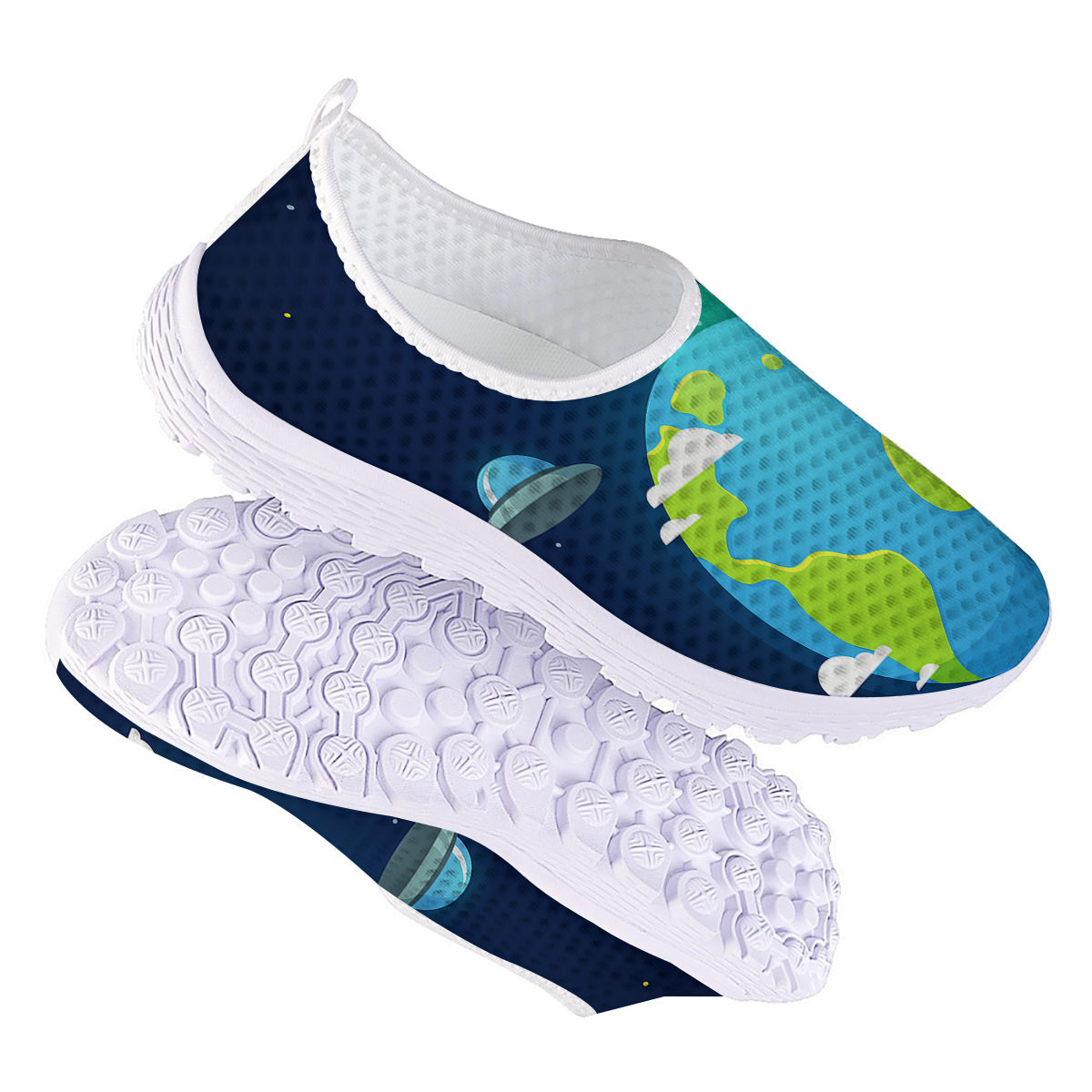 Alien Invasion And Earth Print Nurse Shoes-grizzshop