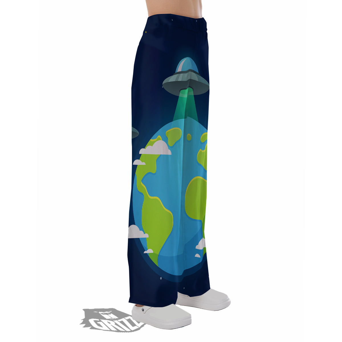 Alien Invasion And Earth Print Pajama Pants-grizzshop