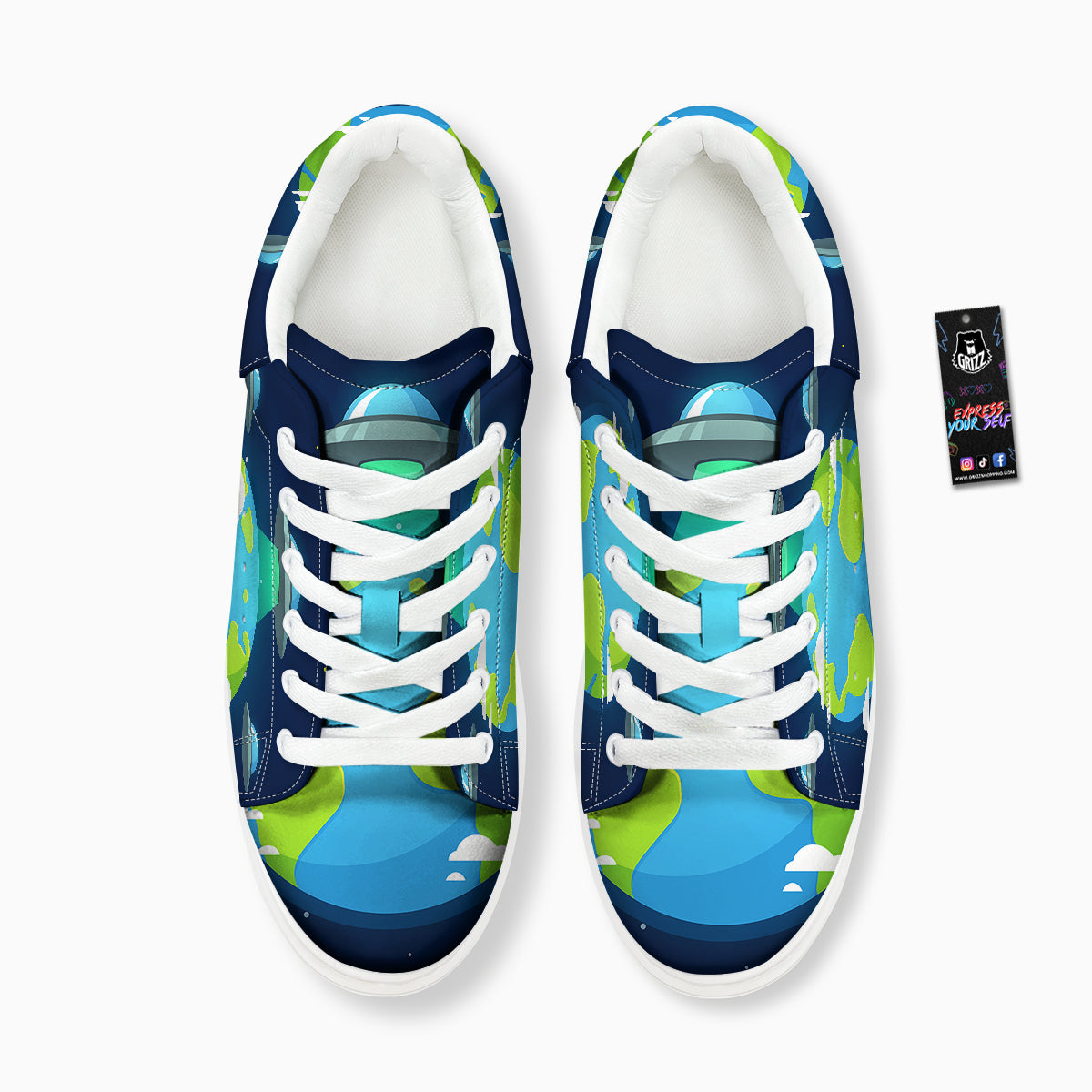 Alien Invasion And Earth Print Platform Shoes-grizzshop