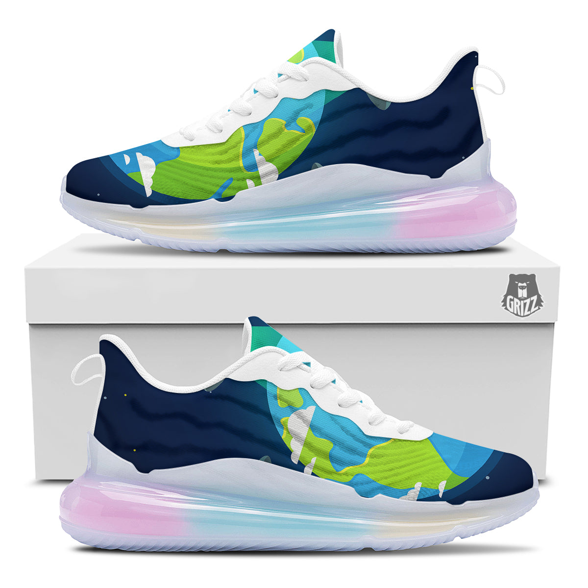 Alien Invasion And Earth Print Running Sneakers-grizzshop