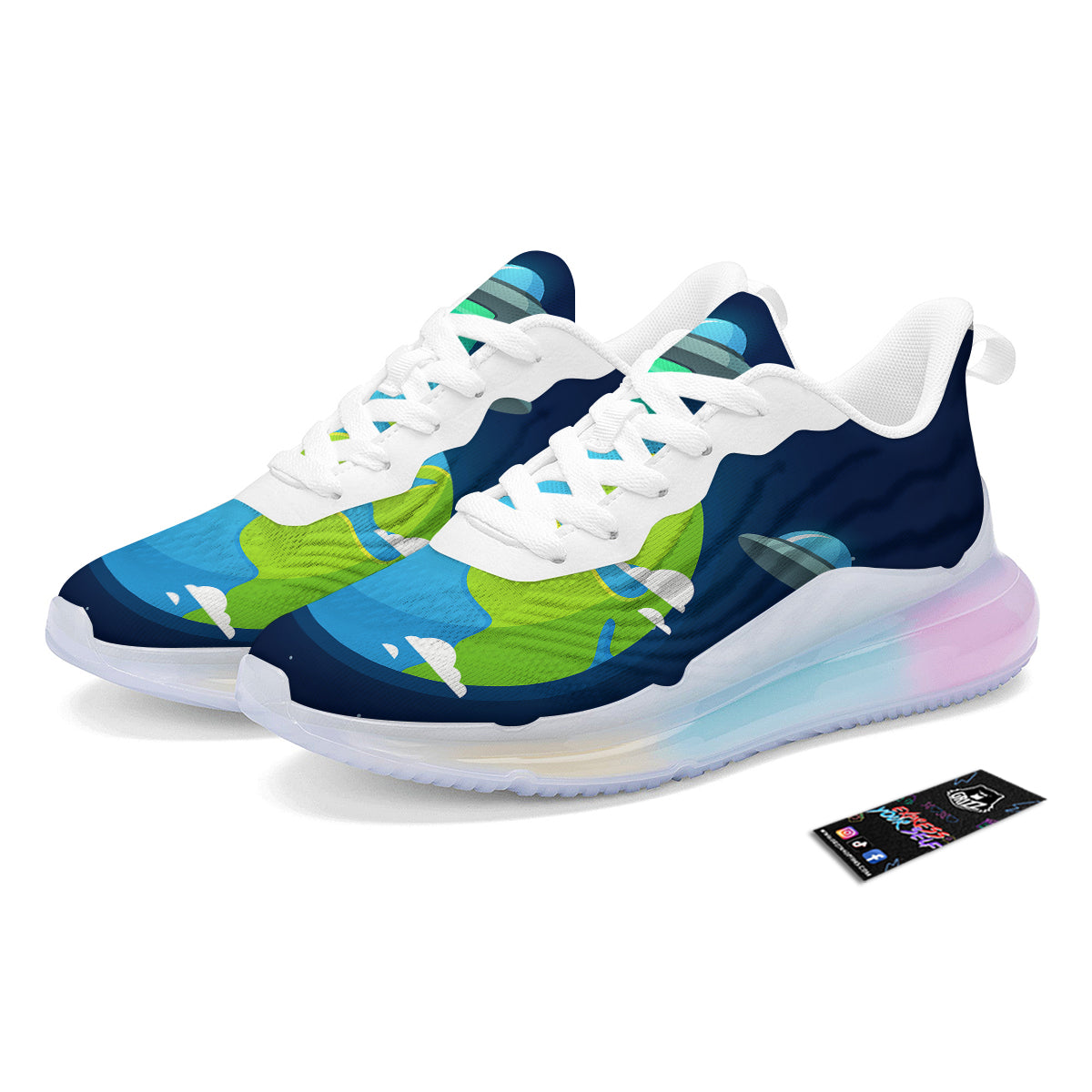 Alien Invasion And Earth Print Running Sneakers-grizzshop