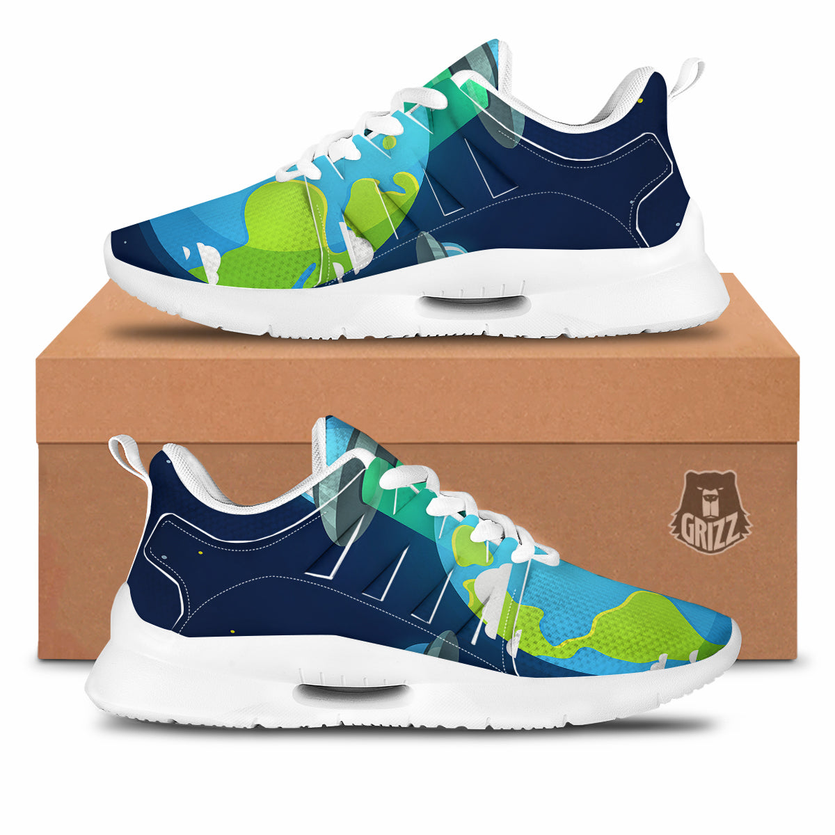 Alien Invasion And Earth Print Tennis Shoes-grizzshop