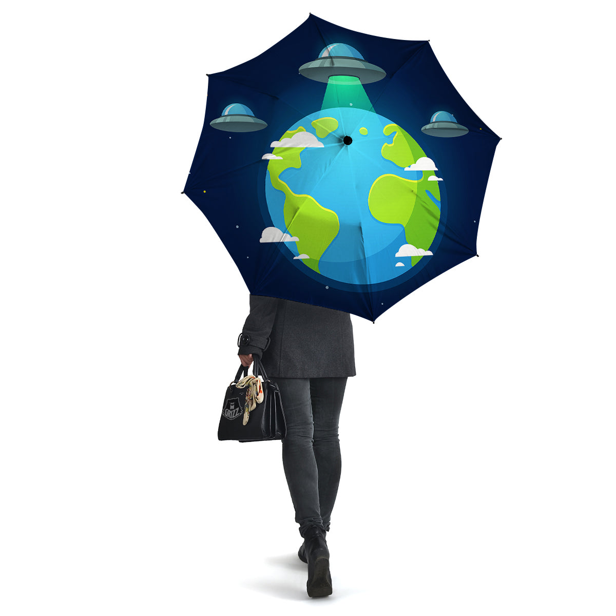 Alien Invasion And Earth Print Umbrella-grizzshop