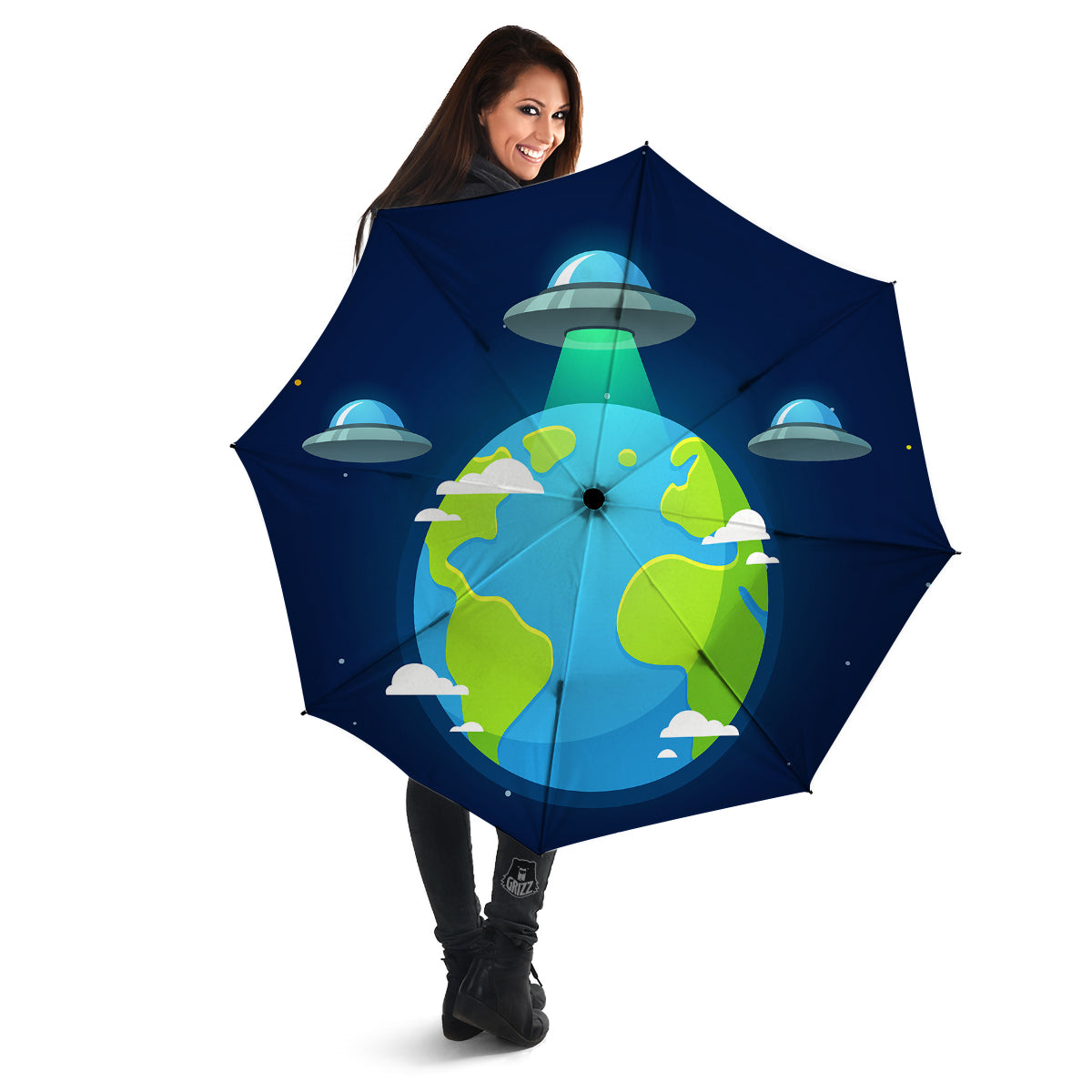 Alien Invasion And Earth Print Umbrella-grizzshop