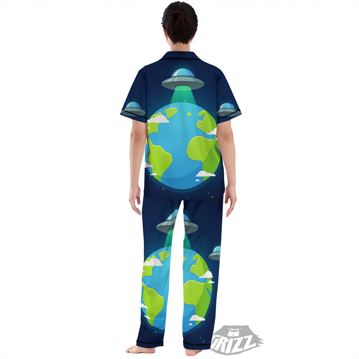 Alien Invasion And Earth Print Women's Pajamas Set-grizzshop