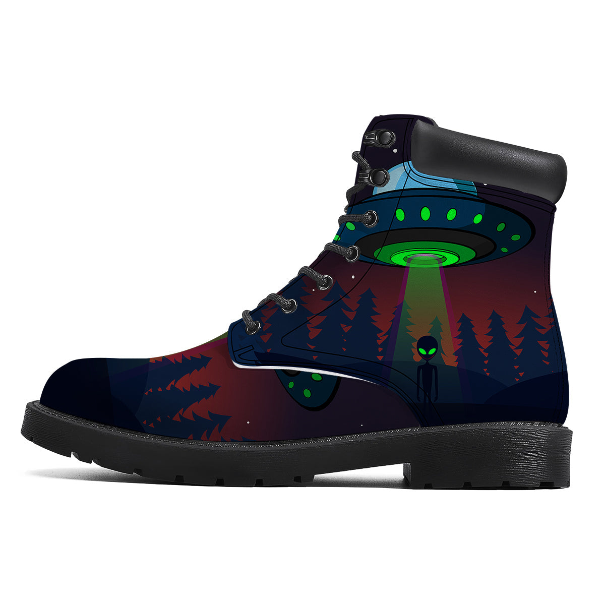 Alien Invasion On Earth Print Boots-grizzshop