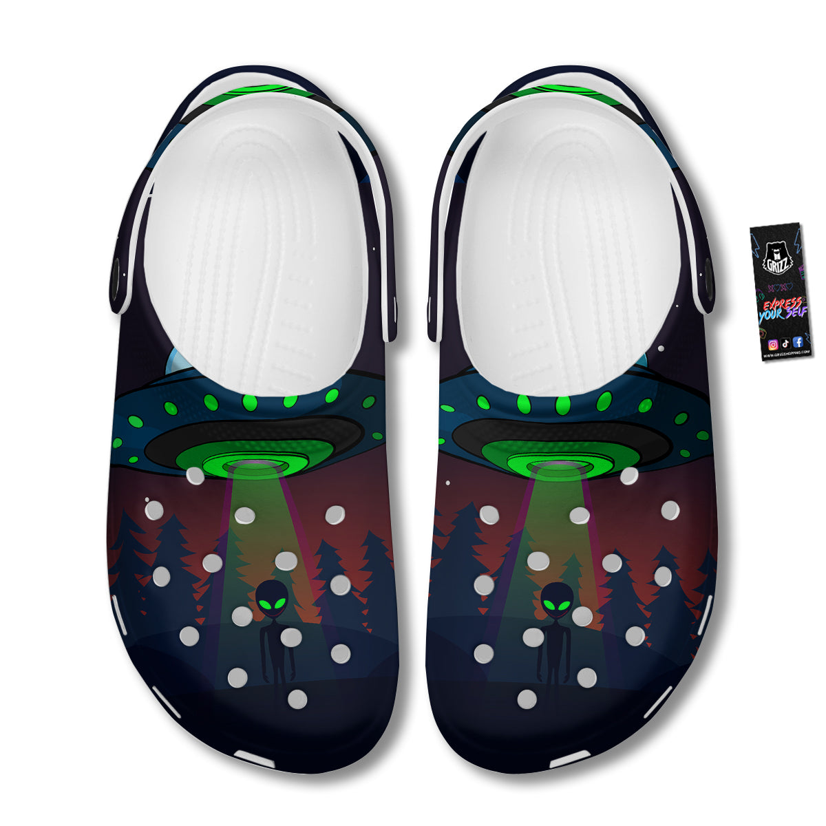 Alien Invasion On Earth Print Clog-grizzshop