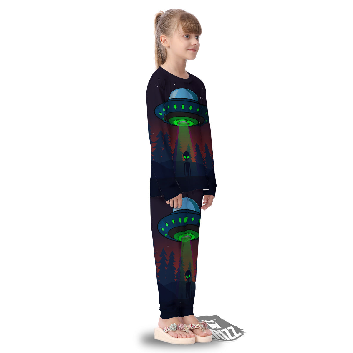 Alien Invasion On Earth Print Kid's Pajamas-grizzshop