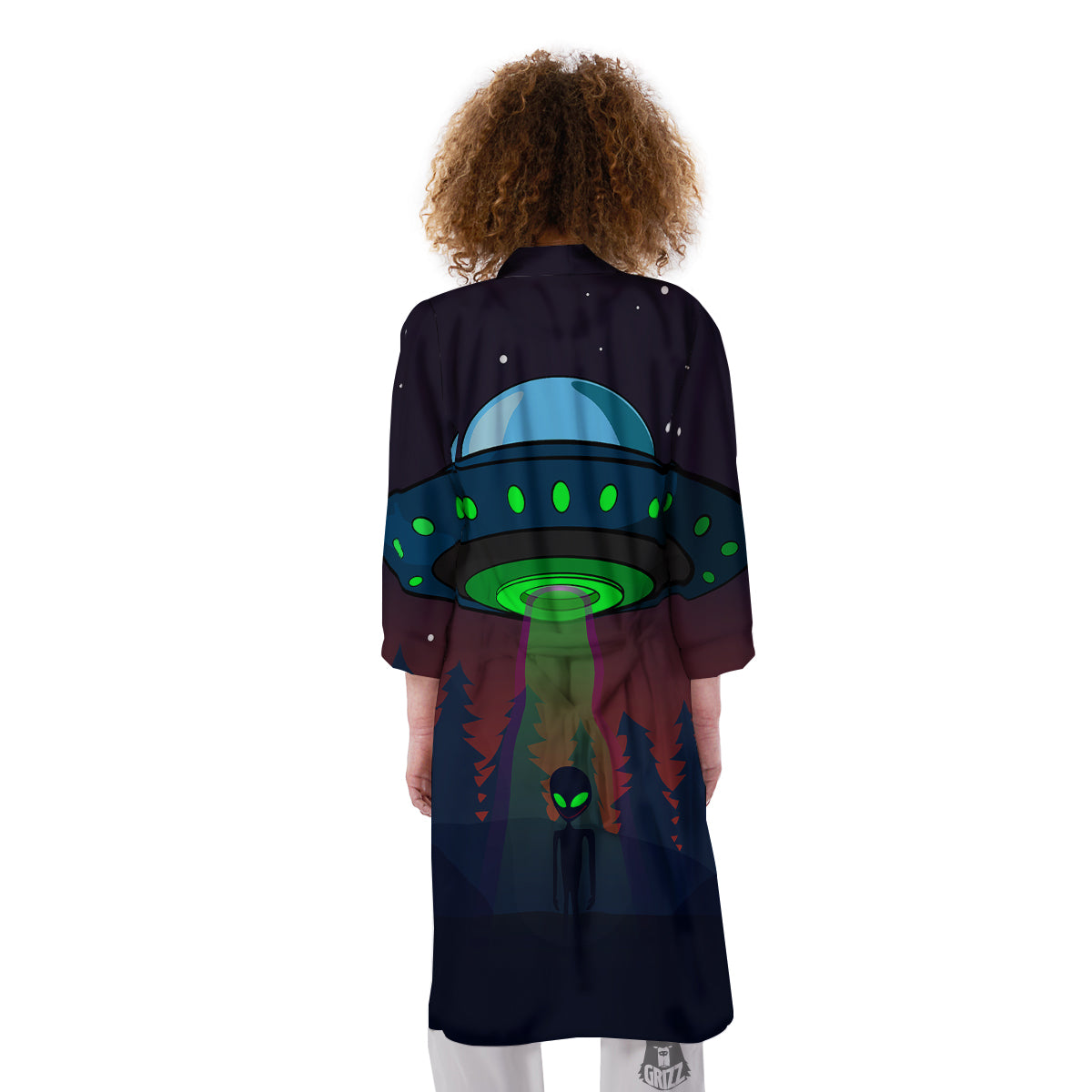 Alien Invasion On Earth Print Kimono-grizzshop