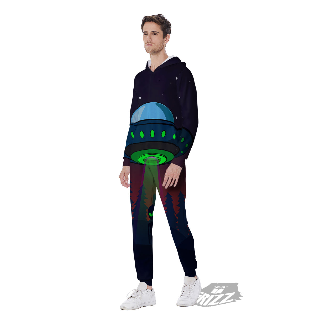 Alien Invasion On Earth Print Men's Jumpsuit-grizzshop
