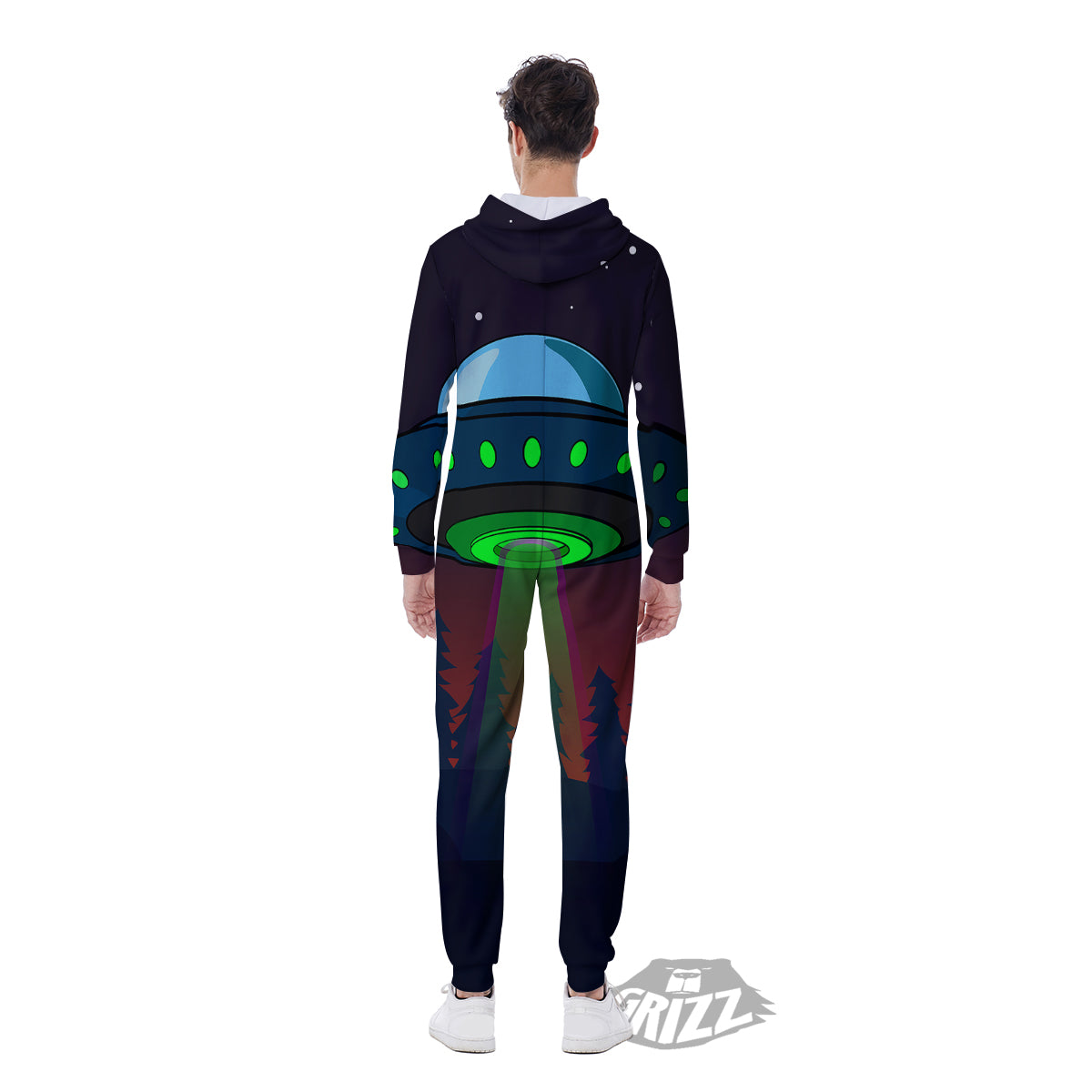 Alien Invasion On Earth Print Men's Jumpsuit-grizzshop