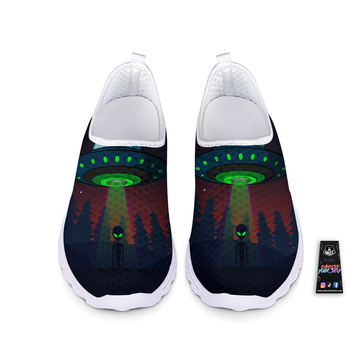 Alien Invasion On Earth Print Nurse Shoes-grizzshop