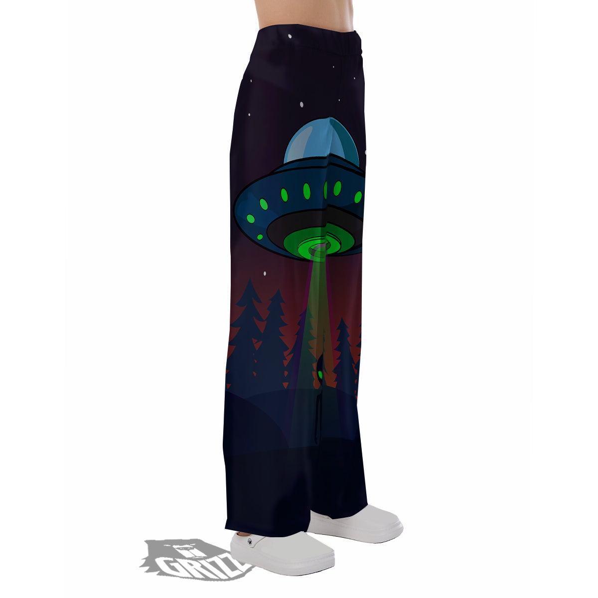 Alien Invasion On Earth Print Pajama Pants-grizzshop