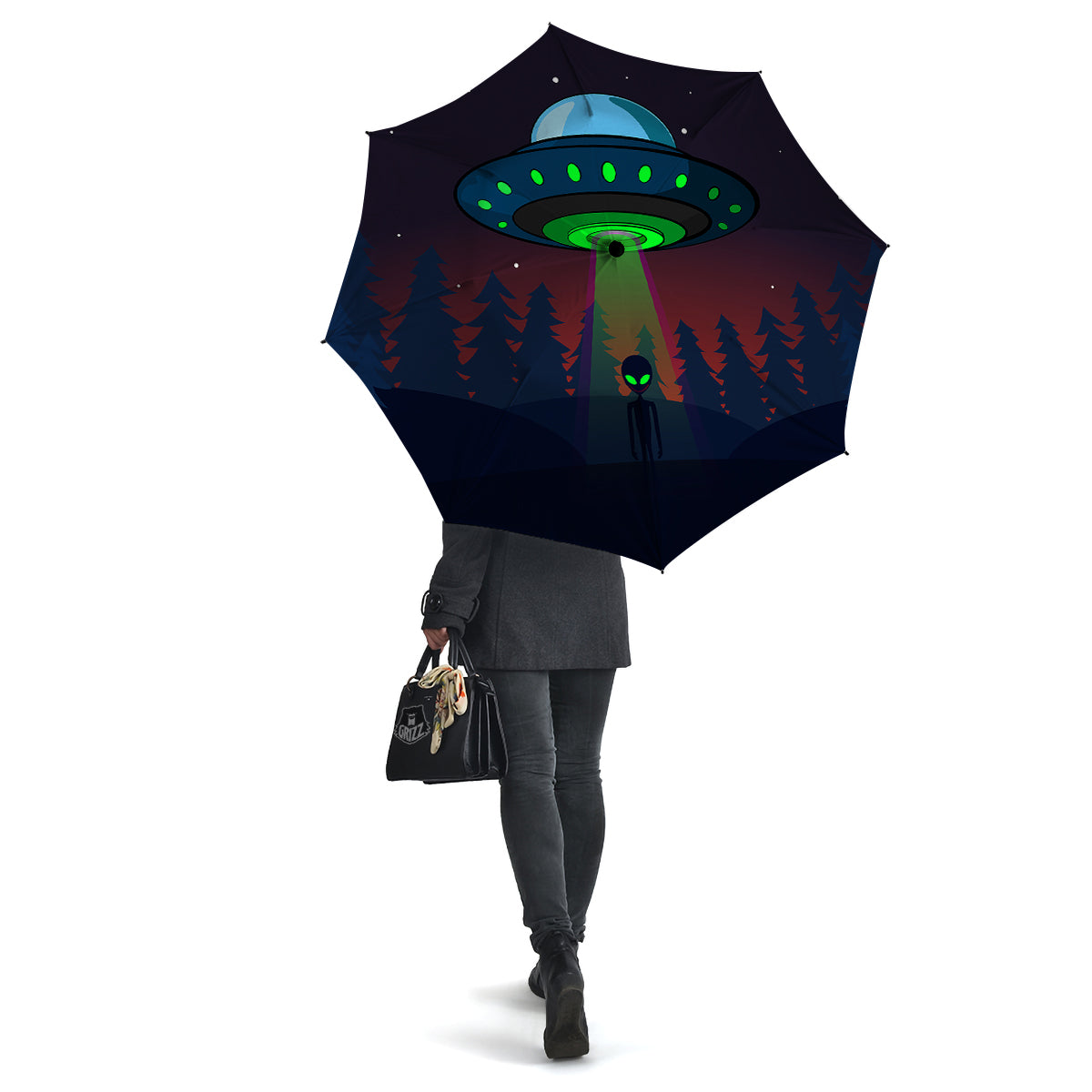 Alien Invasion On Earth Print Umbrella-grizzshop