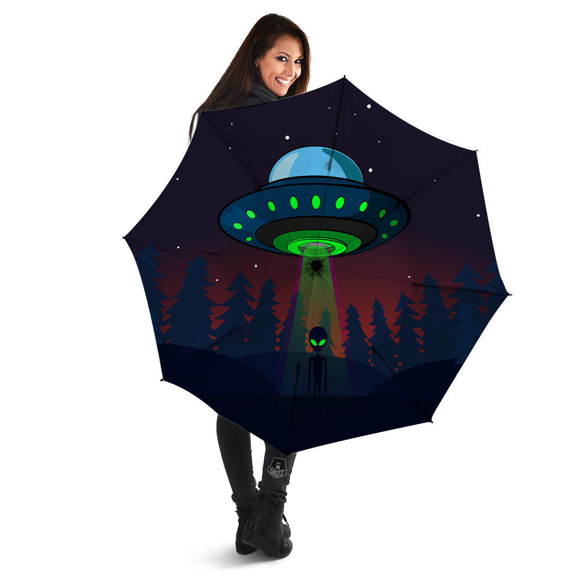 Alien Invasion On Earth Print Umbrella-grizzshop